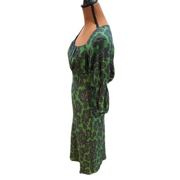Peter Som Blue and Green Floral Print ¾ Sleeve Midi Dress – Like New – Size 6 - Picture 4 of 8